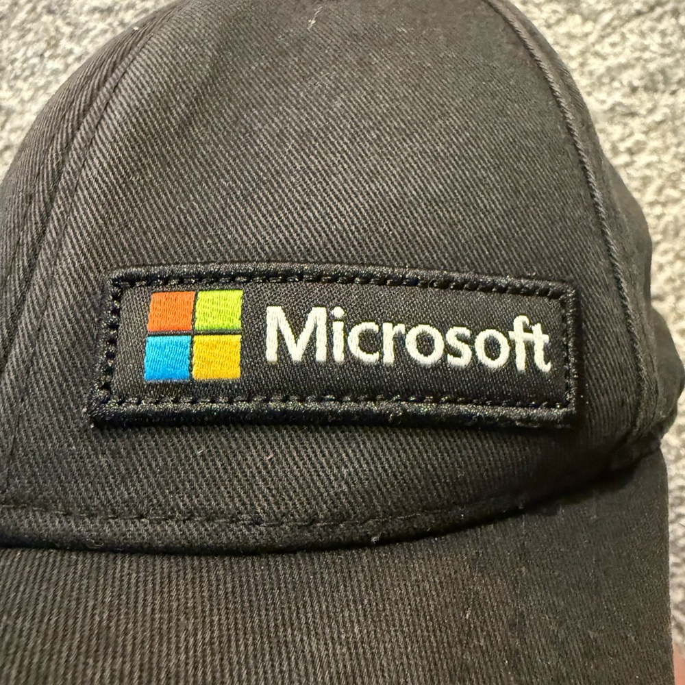 Microsoft Hat Cap StrapBack Structured Adjustable Black OS Computer Software * - Picture 2 of 9